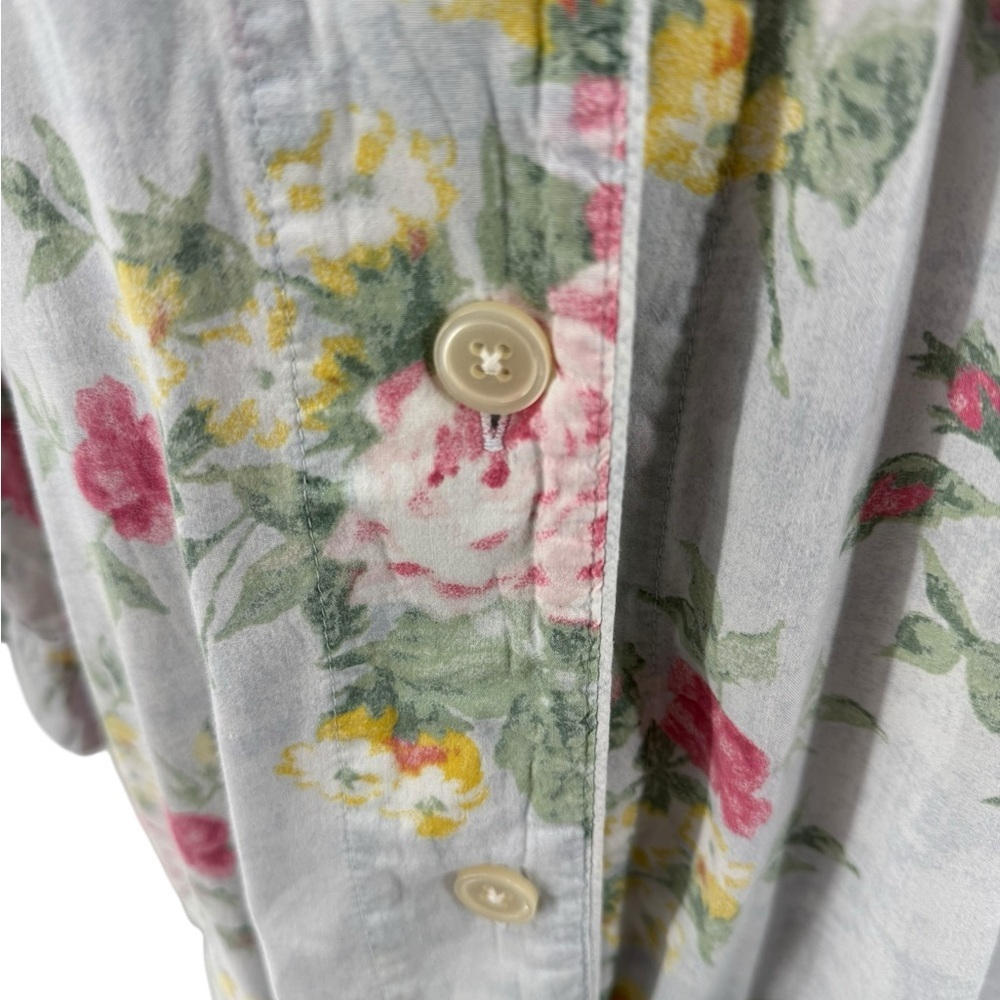 Lauren Ralph Lauren Floral Embroidered Soft Cotton Rayon Button-Up Nightshirt - Picture 5 of 16